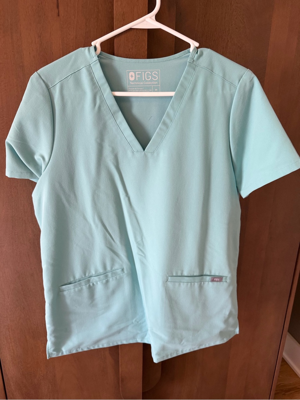 Figs Women's V-Neck Scrub Top in Light Blue